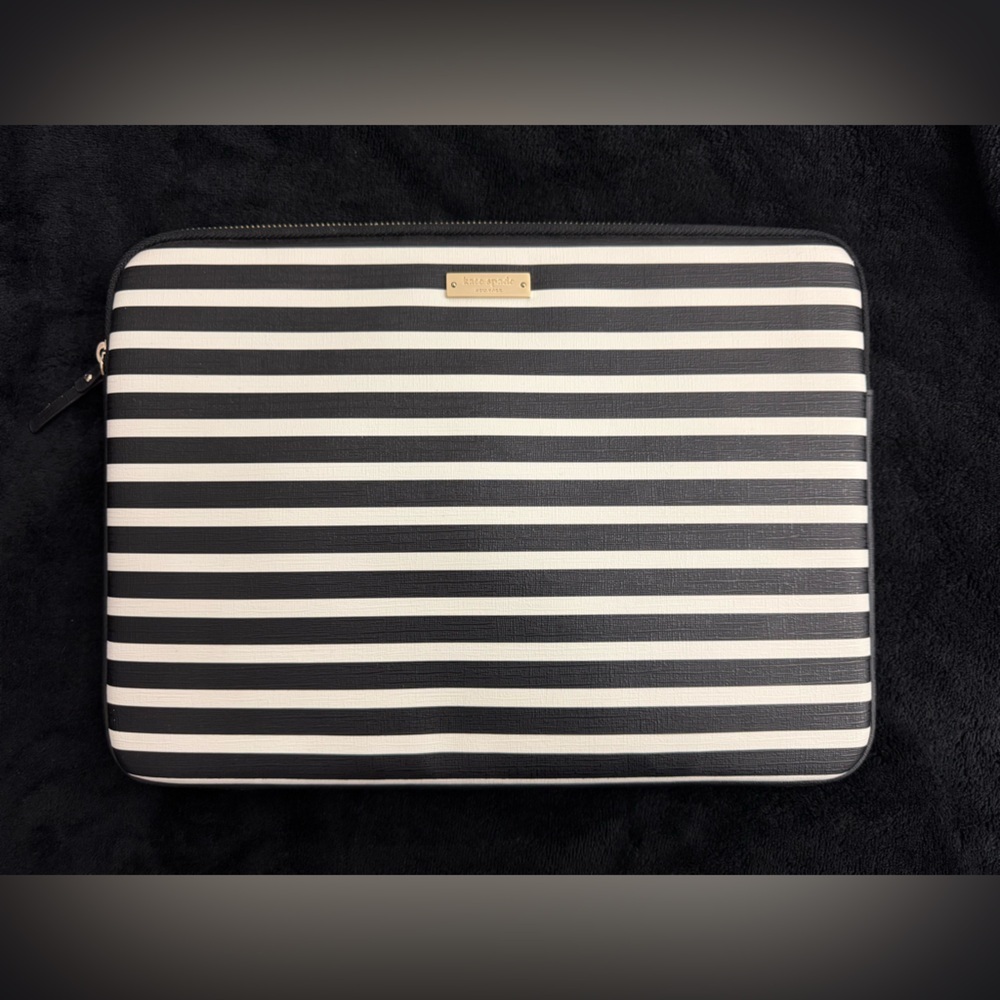 Kate Spade Black and White Striped Tablet Sleeve